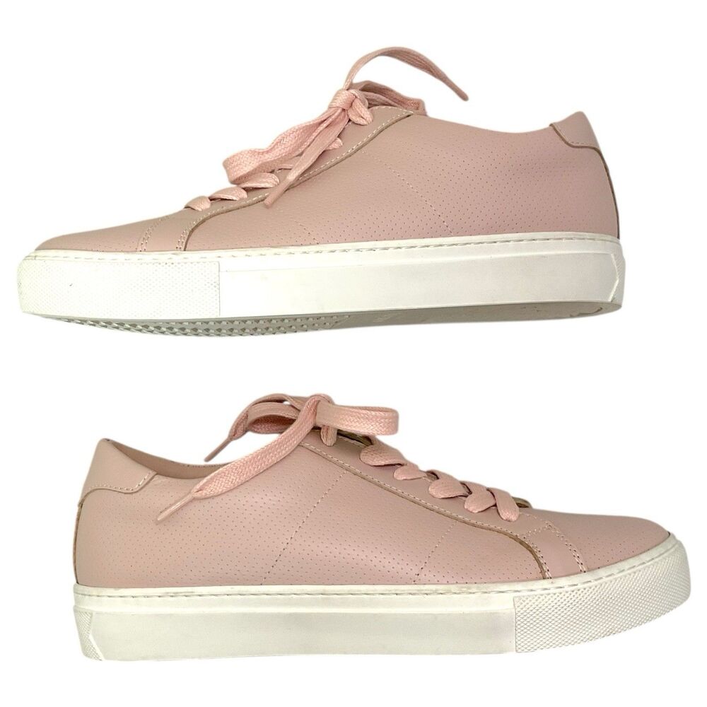 Greats Women's Size 8.5 Brooklyn Royale Pink & White Perforated Leather Sneakers - Picture 4 of 7